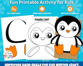 Papiertüte Puppe Pinguin Printable | Winterbasteln | Arktische Tieraktivität (PDF)