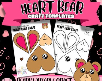 Knutselsjabloon hartjesbeer: afdrukbare activiteit voor kinderen (pdf)