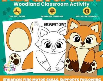 Fox Paper Bag Puppet Craft | Woodland Animal Printable (PDF Pattern)