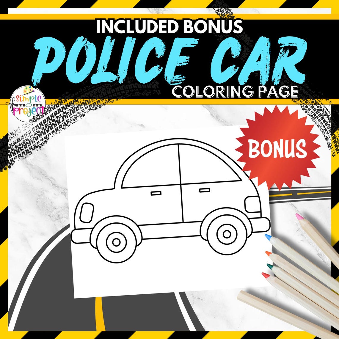 Printable Preschool Car Craft Template Instant Download Car