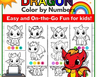 Drachen Malen nach Zahlen Druckvorlage: Kinder Malaktivität (PDF)