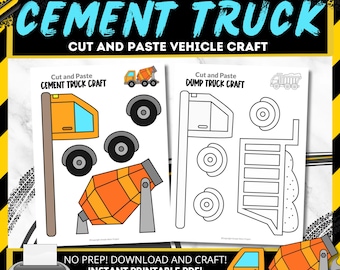 Zement Laster Bastelvorlage für Vorschule zum Ausmalen (Sofortdownload)