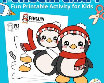 Pinguin Craft Template Printable | Winter-Kinder-Aktivität | Vorschule, Klassenzimmer, Homeschool | Ausschneiden und Einfügen Handwerk