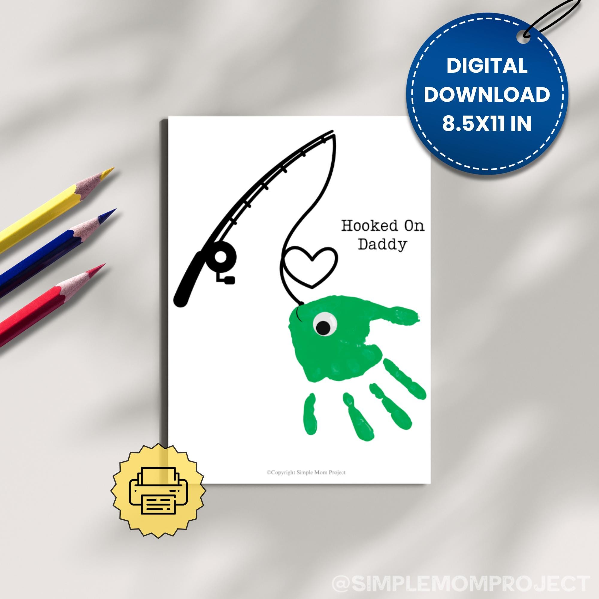 Hooked on Daddy Handprint Printable Craft for Dad - Etsy