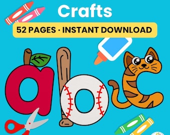 Ultimatives Alphabet-Handwerk in Kleinbuchstaben | ABC Ausschneiden und Einfügen Ausdrucke | Aktivitäten zur Erkennung von Buchstaben im Vorschul- und Kindergartenalter