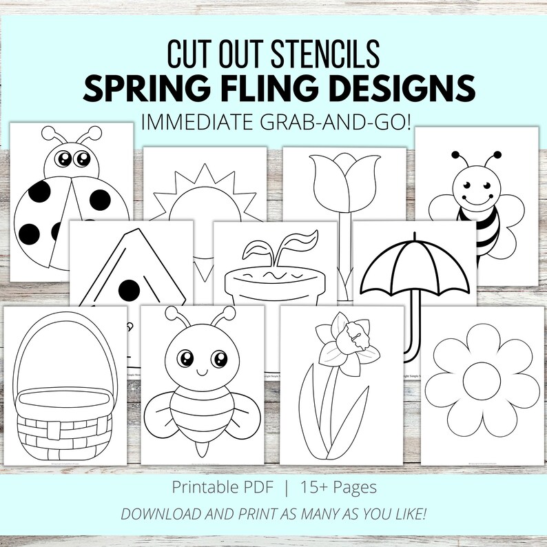 15 Spring Cut and Paste, Spring Stencils, Spring Coloring Pages, Spring Unit Lesson, Spring ...