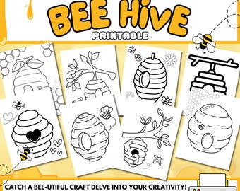 Bienenstock Malvorlagen für Kinder: Honigbiene Printables (PDF)