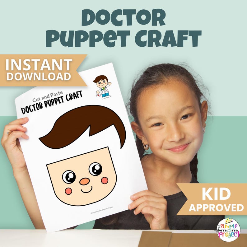 Doctor Paper Bag Puppet Craft | Community Worker Printable | Cut and ...