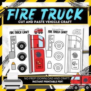 Printable Fire Truck Craft: Cut & Paste Activity (Digital Download)