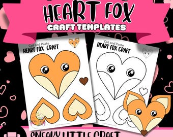 Manualidad de zorro con forma de corazón: Plantilla imprimible para niños (PDF)