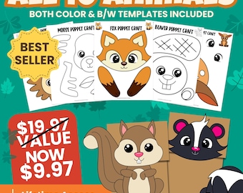 Waldtier Papiertüte Puppe Bundle | Druckbare Kinder Handwerk (PDF)