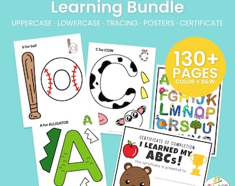 Alphabet Cut and Paste Crafts: Groß- und Kleinbuchstaben (Digitaler Download)