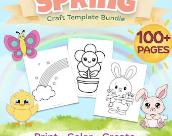 Bundel voorjaarsknutselsjabloon voor kinderen | 100+ afdrukbare voorjaarsactiviteiten | Kleuterschool, Kleuterschool, Homeschool Crafts