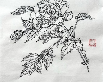 Chinese traditional painting flowers | Chinese ink | Wall art | Display