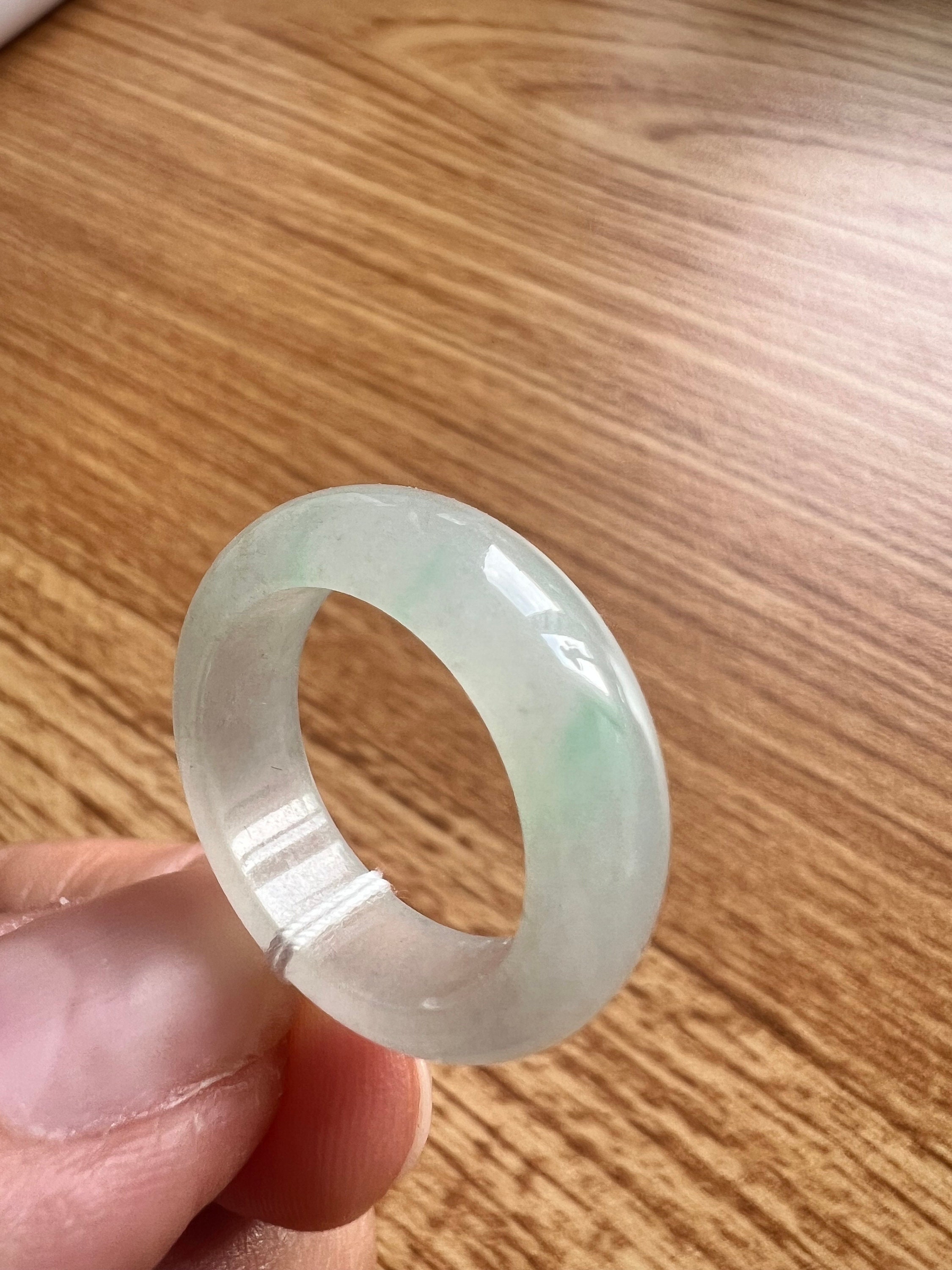 US 5.25 Green/white icy Jadeite Band 飘花起胶