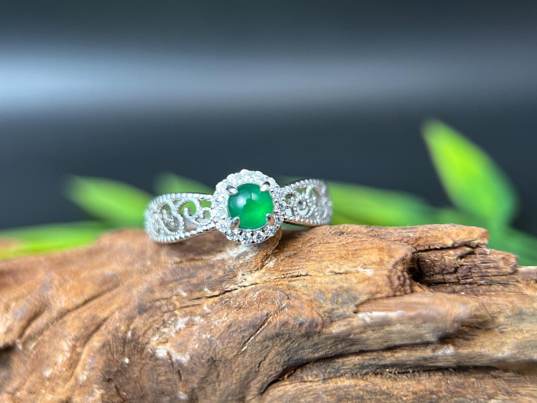 Translucent Ring Highly Translucent Green Jadeite Ring 925 Silver Adjustable Band - Etsy
