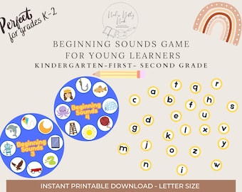 Beginning Sounds Game, Phonics Activity for Kindergarten, Early Literacy Centers, K-2 Phonemic Awareness