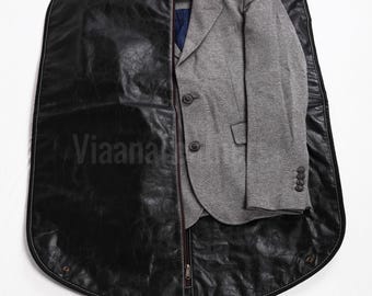 Genuine Leather Suit Cover: Luxury Garment Bag