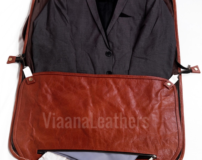 Leather Suit Cover / Garment Bag with laptop pocket / gift for dad / gift for husband/ gift for men / wedding gift