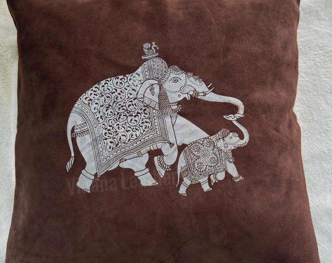 Leather cushion cover, Animal print, genuine leather, Cowhide Suede leather,Throw Pillow , wedding gift, return gift, thanksgiving gift