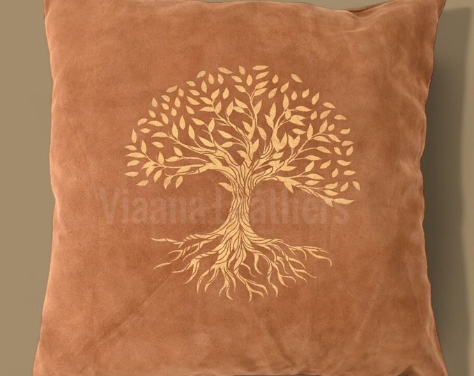 Leather cushion cover ,handmade cushion, decorative pillow,gift for teacher ,Cowhide Suede leather, Throw Pillow , spring decor, patio decor
