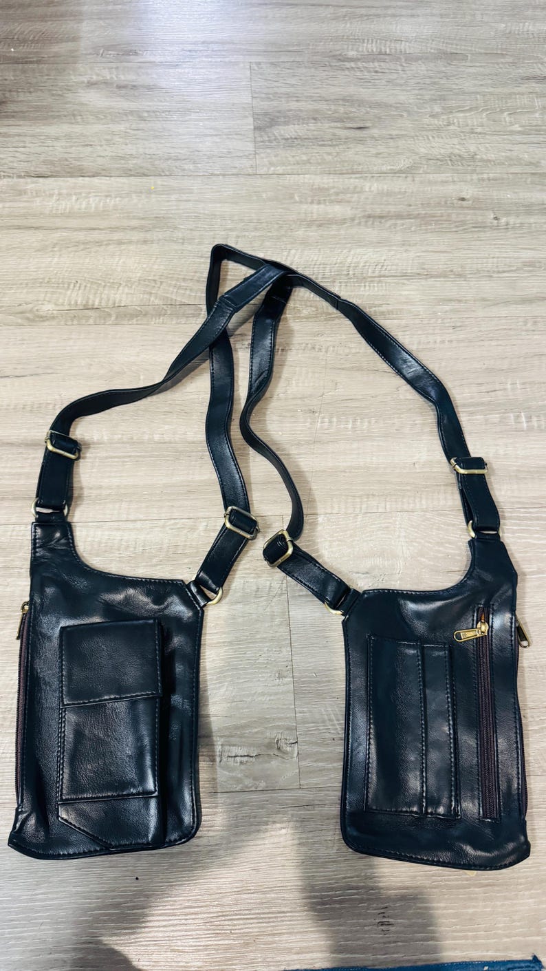 Leather Holster Bag for Men, Chest Harness Bag, Crossbody Sling Bag, Gun Holster Style Purse, Tactical Leather Vest Bag, Gift for Him image 6