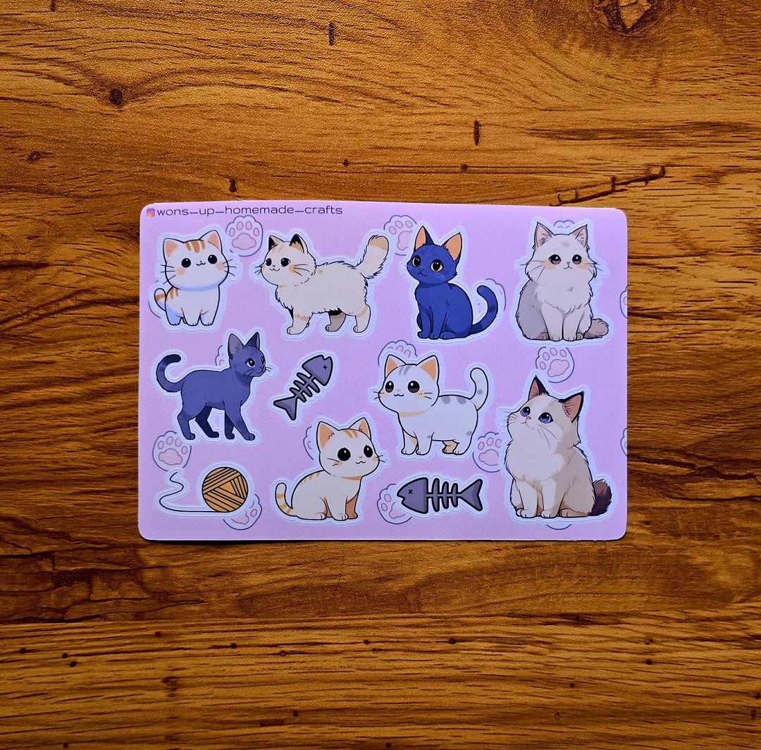 Cute Cat Collection Sticker Sheet - Etsy