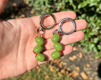 Olive food keychain, handmade martini olive key chain, clay olive purse charms, green olive bag charm, dirty martini art,olive handbag charm