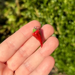Chili pepper charm, handmade clay food charms