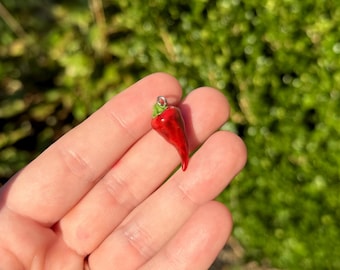 Chili pepper charm, handmade clay food charms