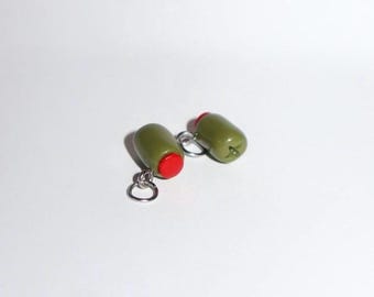 Olive food charm, handmade clay olive charms, green olive bead, stuffed olive pendant, olive bag charm, olive jewelry, cute bracelet charm