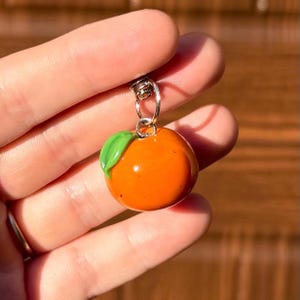 Portachiavi arancione, ciondoli in argilla polimerica fatti a mano, ciondolo per borsa a forma di agrumi