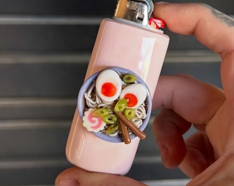 Ramen Feuerzeug Etui, handgemachte Feuerzeughüllen aus Ton, Raucher Zubehör, Feuerzeughülle, Bic light