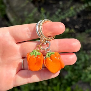 Bell Pepper keychain, handmade polymer clay bag charms for purse
