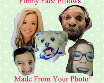 Huggable Funny Face Photo Gift Pillow | I Miss You Gift, Away From Home at College Gift, Gag Gift, Human/Pet Face Pillow, Made In The USA