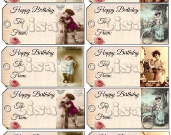 Printable Victorian Birthday Gift Tags Digital Download