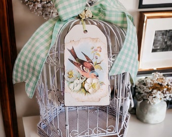 Shabby Cottage Decoratieve Birdcage, One Of A Kind, White Metal Birdcage, Upcycled Vintage & Distressed, Shabby Chic Cottagecore Decor