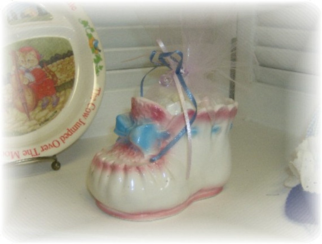 Kitsch Baby Vintage Kitsch Ceramic Baby Bootie Planter Filled With Candy, Baby ...