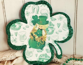 Handmade Shamrock Tree Topper: Vintage Leprechaun St. Patrick's Day Decor