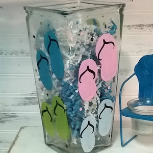 Handbemalte Flip Flop Tapered Glasvase, Sommer oder Strand Dekor, Tischdekoration, Housewarming Geschenk