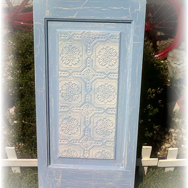 Beachy Blue Shabby and Chic Upcycled Vintage Door Wall Decor