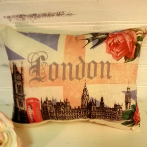 Handmade London England Union Jack Decorative Pillow, Throw Cushion, Travel Inspired Décor, Gift For Travel Enthusiast, Handmade In The USA