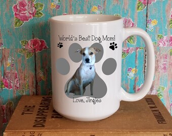 Gepersonaliseerde Hond Foto Koffiemok Cup | 's Werelds beste hondenmoeder | Speciaal hondenmoedercadeau | Moederdag of verjaardagscadeau