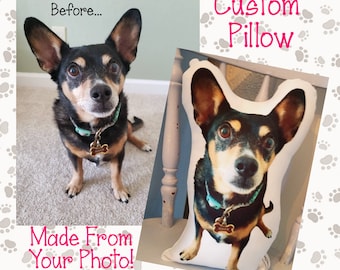 Cuscino personalizzato a forma di animale domestico con foto, cuscino personalizzato per cane o gatto, ricordo della perdita di un animale domestico, regalo per chi è lontano da casa