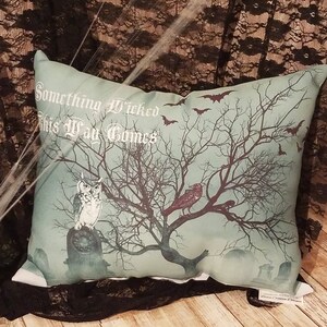 Gothic Cemetery Throw Pillow: Dark Academia Halloween Decor