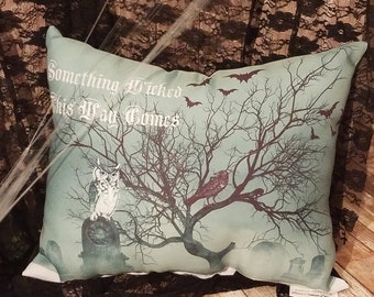 Gothic Cemetery Throw Pillow: Dark Academia Halloween Decor