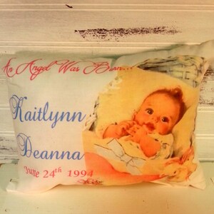 Vintage Kitsch Personalized Baby Pillow, Custom Handmade Gift For New Baby, Newborn Gift Pillow, Nursery Décor