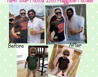 Huggable Personalized Photo Gift Throw Pillow, Person Shaped Pillow