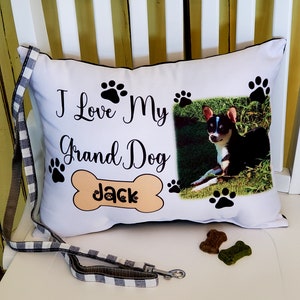 Personalized I Love My GrandDog Photo Gift Pillow, Dog Grandparent's Gift, Dog Lover Gift, Dog Grandma Gift, Gift From Dog Handmade IN USA