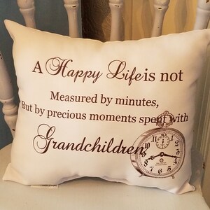 Sweet Grandparent&#39;s Gift Throw Pillow From Grandchildren, Christmas Gift For Grandparents, Grandma and Grandpa Gift, Handmade To Order